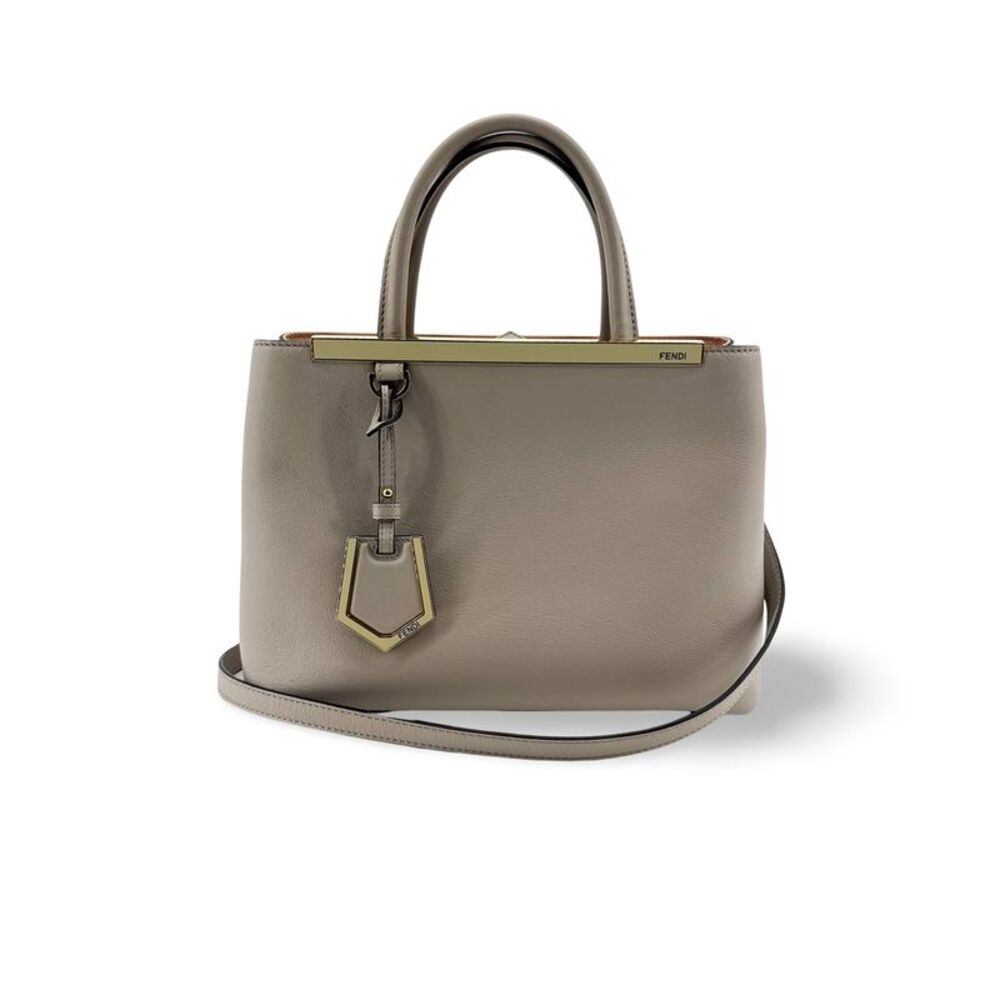 Fendi 2Jours Leather Gray Leather Handbag